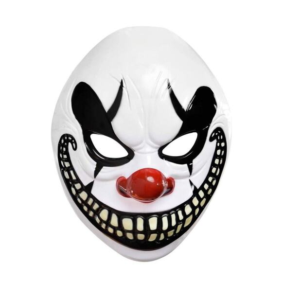🔥EVIL CLOWN Plastic Face Mask - Halloween Costume Freak Show Adult Size NWT🔥 - Picture 2 of 3